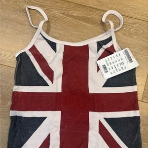 Brandy Melville Pink Tank with British flag Red & Navy Flag Print